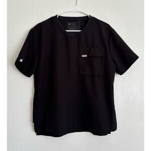 Black Figs Crewneck Cropped Scrub Top w/ One Pocket S